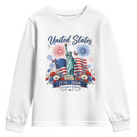 250th Anniversary USA Youth Sweatshirt Patriotic Liberty Floral 250 Years American 4th July 1776 2026