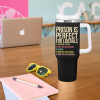 Prison Is Perfect For Liberals Tumbler With Handle Funny Anti Liberal Quote Satire Statement Subtle FDT Political Humor