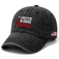I Used To Be in Charge Then I Had A Granddaughter Washed Cotton Baseball Cap Funny Saying Gag Gift Birthday Grandpa Fathers Day US Flag