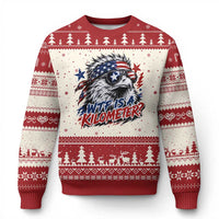 Funny 4th Of July WTF Is A Kilometer Ugly Christmas Sweater Vintage USA Meme Patriotic Eagle Humor Independence Day