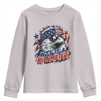Funny 4th Of July WTF Is A Kilometer Youth Sweatshirt Vintage USA Meme Patriotic Eagle Humor Independence Day