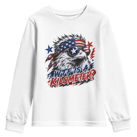 Funny 4th Of July WTF Is A Kilometer Youth Sweatshirt Vintage USA Meme Patriotic Eagle Humor Independence Day