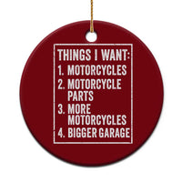 Funny Motorcycle Lovers Ceramic Ornament Things I Want Vintage Garage Graphic Bikers Club