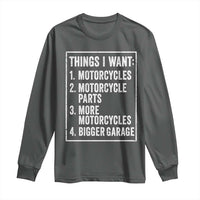 Funny Motorcycle Lovers Long Sleeve Shirt Things I Want Vintage Garage Graphic Bikers Club