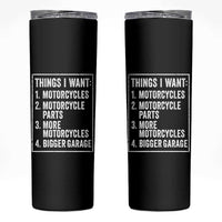 Funny Motorcycle Lovers Skinny Tumbler Things I Want Vintage Garage Graphic Bikers Club