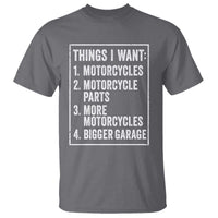 Funny Motorcycle Lovers T Shirt Things I Want Vintage Garage Graphic Bikers Club