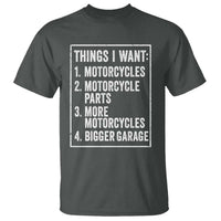 Funny Motorcycle Lovers T Shirt Things I Want Vintage Garage Graphic Bikers Club