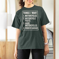 Funny Motorcycle Lovers T Shirt For Women Things I Want Vintage Garage Graphic Bikers Club