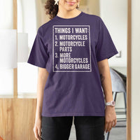 Funny Motorcycle Lovers T Shirt For Women Things I Want Vintage Garage Graphic Bikers Club