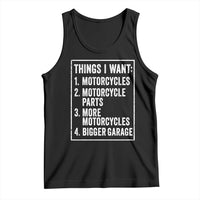 Funny Motorcycle Lovers Tank Top Things I Want Vintage Garage Graphic Bikers Club