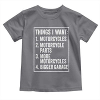 Funny Motorcycle Lovers Toddler T Shirt Things I Want Vintage Garage Graphic Bikers Club
