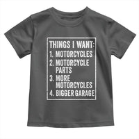 Funny Motorcycle Lovers Toddler T Shirt Things I Want Vintage Garage Graphic Bikers Club