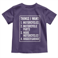 Funny Motorcycle Lovers Toddler T Shirt Things I Want Vintage Garage Graphic Bikers Club