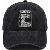 Funny Motorcycle Lovers Washed Cotton Baseball Cap Things I Want Vintage Garage Graphic Bikers Club
