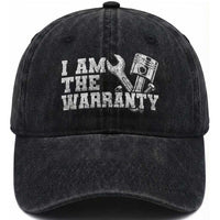 I Am The Warranty Washed Cotton Baseball Cap Race Car Parts Repair Guy Funny Mechanic