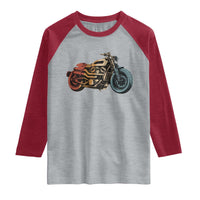 Vintage Motorcycle Raglan Shirt Retro Rider Graphic Motorcycle Enthusiasts Bikers Club
