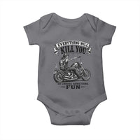 Skeleton Biker Vintage Motorcycle Graphic Baby Onesie Everything Will Kill You So Choose Something Fun