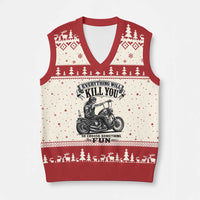 Skeleton Biker Vintage Motorcycle Graphic V-Neck Knit Sweater Vest Everything Will Kill You So Choose Something Fun