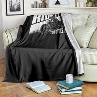 Ride It Like You Stole It Skeleton Biker Throw Blanket Vintage Motorcycle Rider