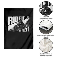 Ride It Like You Stole It Skeleton Biker Garden Flag Vintage Motorcycle Rider