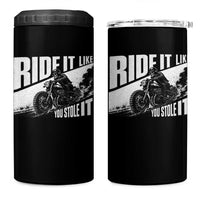 Ride It Like You Stole It Skeleton Biker 4 in 1 Can Cooler Tumbler Vintage Motorcycle Rider