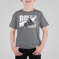 Ride It Like You Stole It Skeleton Biker T Shirt For Kid Vintage Motorcycle Rider