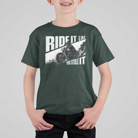 Ride It Like You Stole It Skeleton Biker T Shirt For Kid Vintage Motorcycle Rider