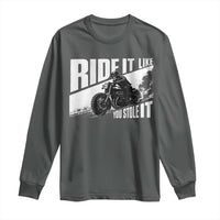 Ride It Like You Stole It Skeleton Biker Long Sleeve Shirt Vintage Motorcycle Rider