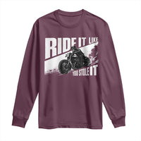 Ride It Like You Stole It Skeleton Biker Long Sleeve Shirt Vintage Motorcycle Rider
