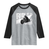 Ride It Like You Stole It Skeleton Biker Raglan Shirt Vintage Motorcycle Rider