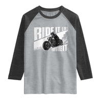 Ride It Like You Stole It Skeleton Biker Raglan Shirt Vintage Motorcycle Rider