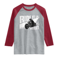 Ride It Like You Stole It Skeleton Biker Raglan Shirt Vintage Motorcycle Rider