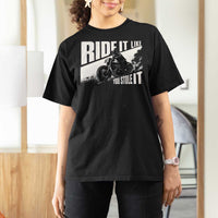 Ride It Like You Stole It Skeleton Biker T Shirt For Women Vintage Motorcycle Rider