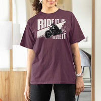 Ride It Like You Stole It Skeleton Biker T Shirt For Women Vintage Motorcycle Rider