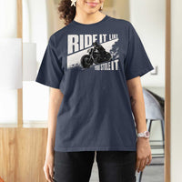 Ride It Like You Stole It Skeleton Biker T Shirt For Women Vintage Motorcycle Rider