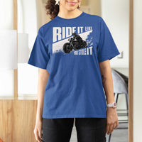 Ride It Like You Stole It Skeleton Biker T Shirt For Women Vintage Motorcycle Rider