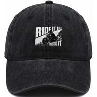 Ride It Like You Stole It Skeleton Biker Washed Cotton Baseball Cap Vintage Motorcycle Rider