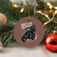 Ride It Like You Stole It Skeleton Rider Vintage Motorcycle Graphic Ceramic Ornament Biker Enthusiasts