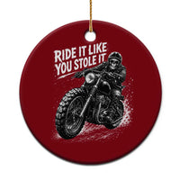 Ride It Like You Stole It Skeleton Rider Vintage Motorcycle Graphic Ceramic Ornament Biker Enthusiasts
