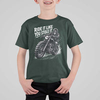 Ride It Like You Stole It Skeleton Rider Vintage Motorcycle Graphic T Shirt For Kid Biker Enthusiasts