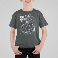 Ride It Like You Stole It Skeleton Rider Vintage Motorcycle Graphic T Shirt For Kid Biker Enthusiasts