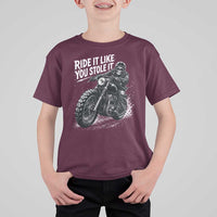 Ride It Like You Stole It Skeleton Rider Vintage Motorcycle Graphic T Shirt For Kid Biker Enthusiasts