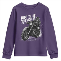 Ride It Like You Stole It Skeleton Rider Vintage Motorcycle Graphic Youth Sweatshirt Biker Enthusiasts