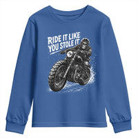 Ride It Like You Stole It Skeleton Rider Vintage Motorcycle Graphic Youth Sweatshirt Biker Enthusiasts