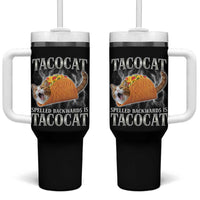 Tacocat Spelled Backwards Is Tacocat Tumbler With Handle Funny Cat Gift 90s Bootleg - Wonder Print Shop