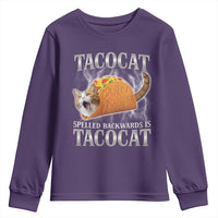 Tacocat Spelled Backwards Is Tacocat Youth Sweatshirt Funny Cat Gift 90s Bootleg - Wonder Print Shop