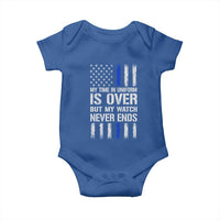 Police Retirement Baby Onesie My Time In Uniform Is Over USA Flag Retied Officer Gifts