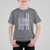 Police Retirement T Shirt For Kid My Time In Uniform Is Over USA Flag Retied Officer Gifts