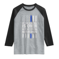 Police Retirement Raglan Shirt My Time In Uniform Is Over USA Flag Retied Officer Gifts