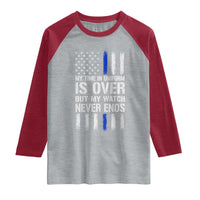 Police Retirement Raglan Shirt My Time In Uniform Is Over USA Flag Retied Officer Gifts